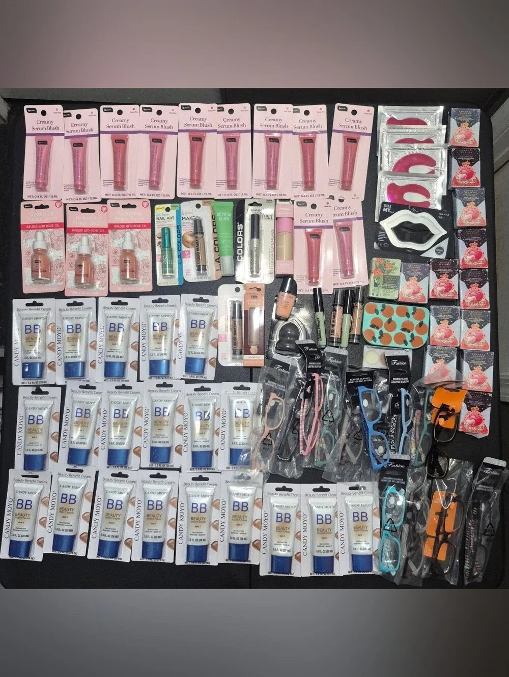 81 Pc Beauty Lot BB Cream Avon Serum Blush Primer Glasses Lip Mask